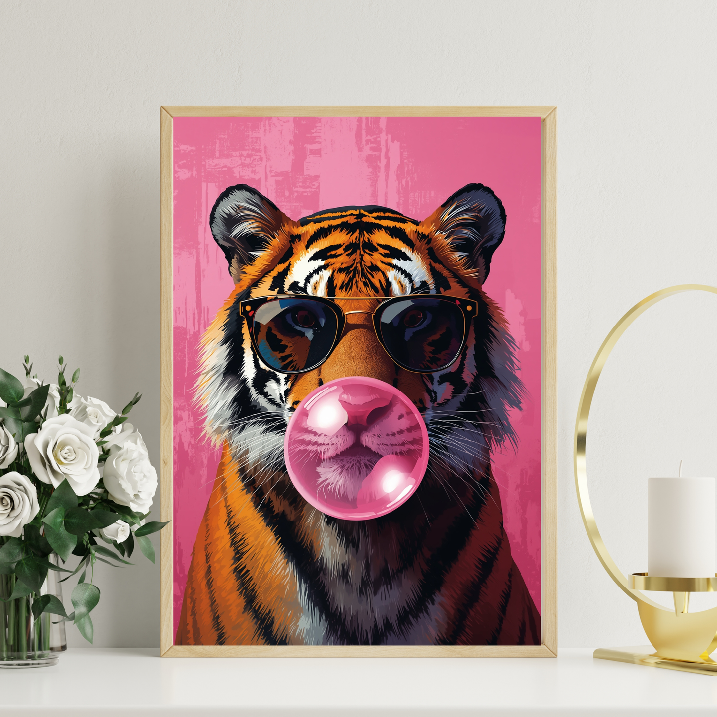 Grafiskt djurmotiv med tiger i solglasögon – Tecknad poster