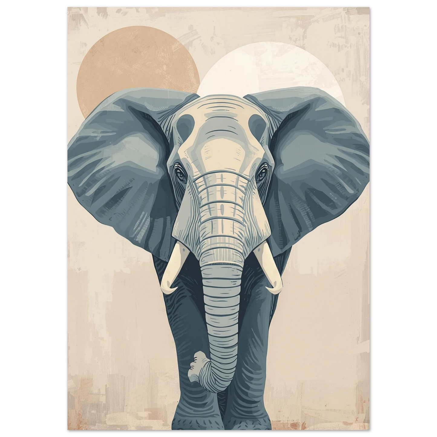 Närbild av elefant med stora öron i modern illustrationsstil – djurtavla