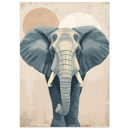 Närbild av elefant med stora öron i modern illustrationsstil – djurtavla