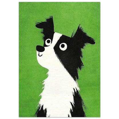 Konstnärligt hundmotiv av en border collie i modern grafisk stil