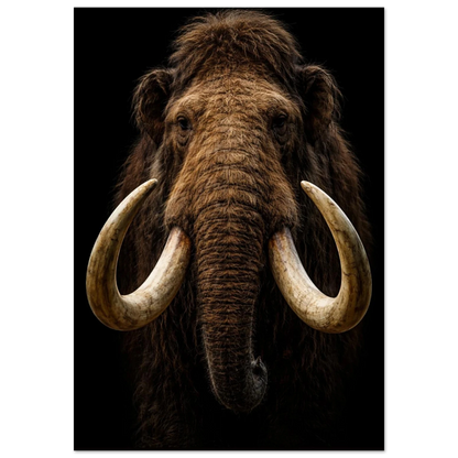 Mammut porträtt i stark kontrast mot svart bakgrund – Fotorealistisk poster