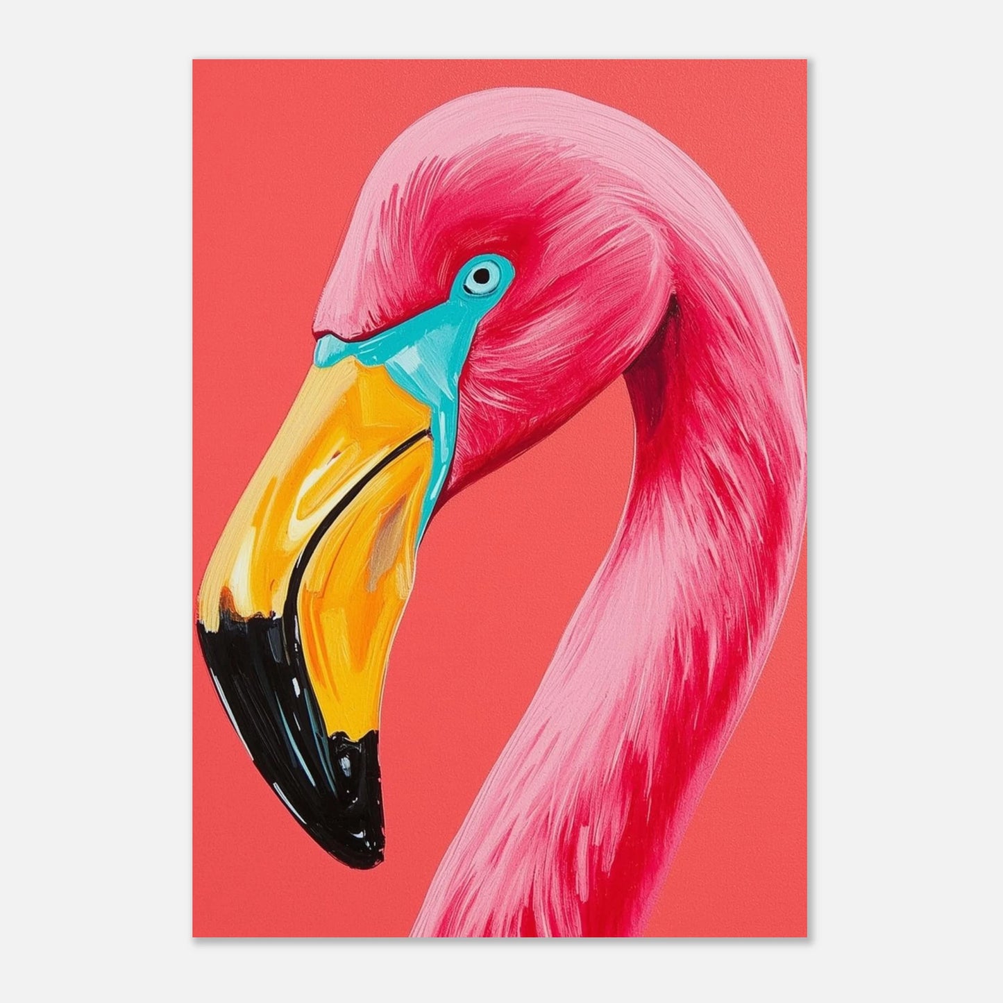 Modern tavla med flamingo i livfulla färger, konstnärlig digital målning