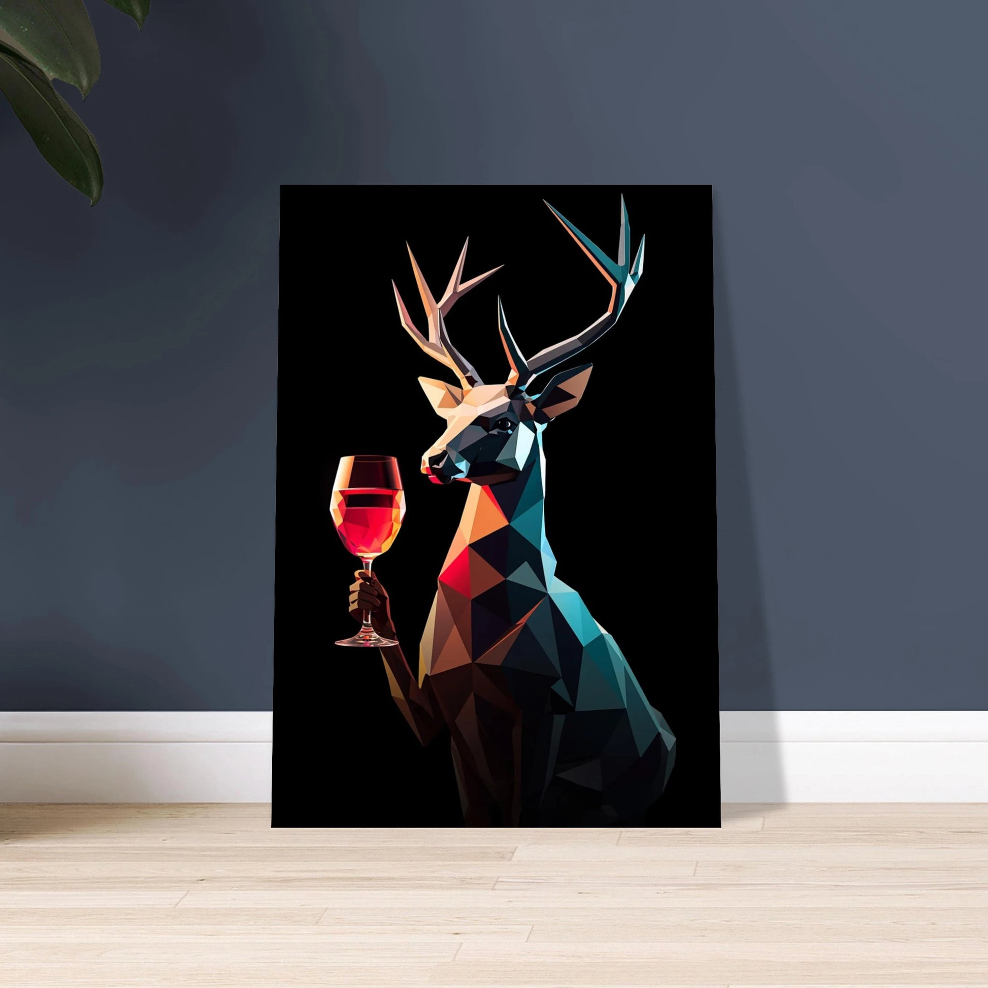 Geometrisk hjort med horn, abstrakt konstverk i modern stil