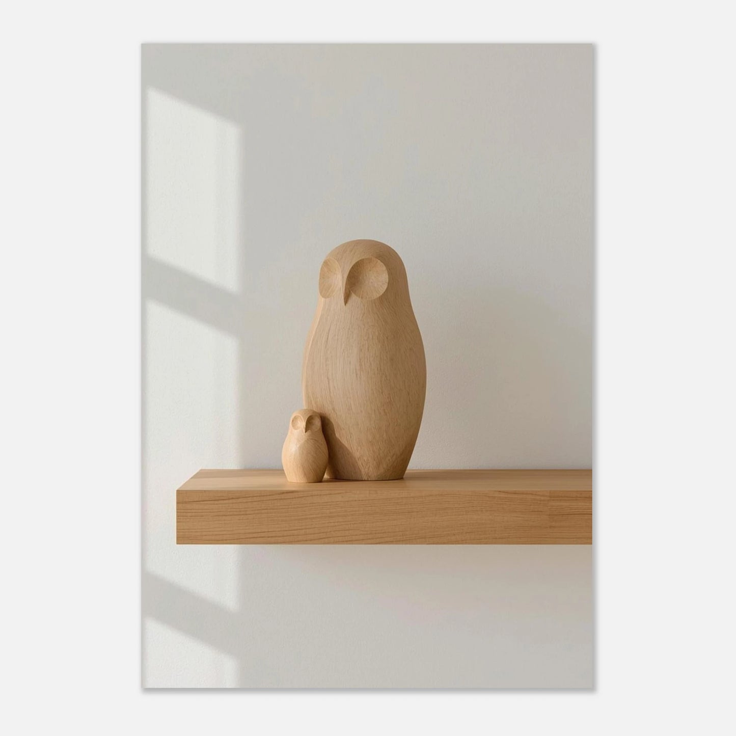 Grafiskt ren poster med träugglor som utstrålar nordisk minimalism