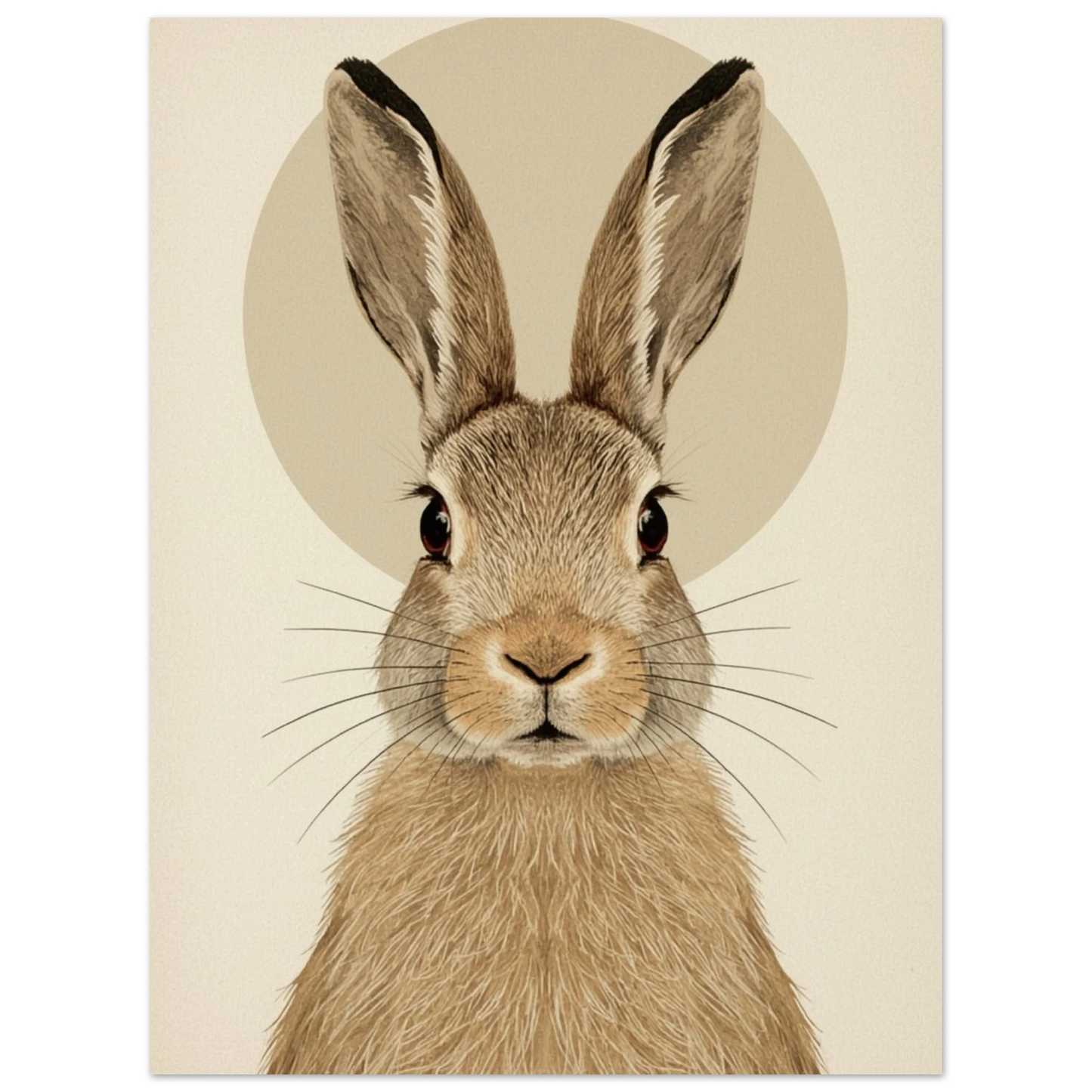 Elegant hare i beige och bruna toner mot ljus bakgrund – målad poster