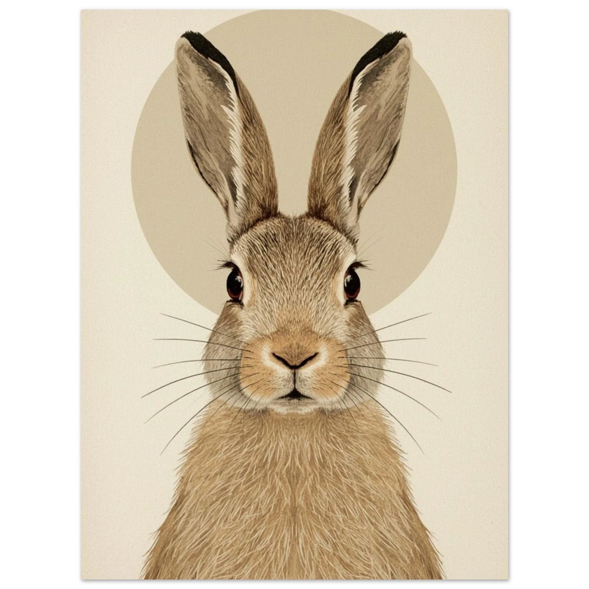 Elegant hare i beige och bruna toner mot ljus bakgrund – målad poster