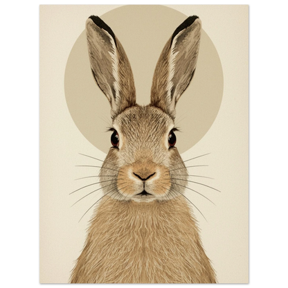 Elegant hare i beige och bruna toner mot ljus bakgrund – målad poster