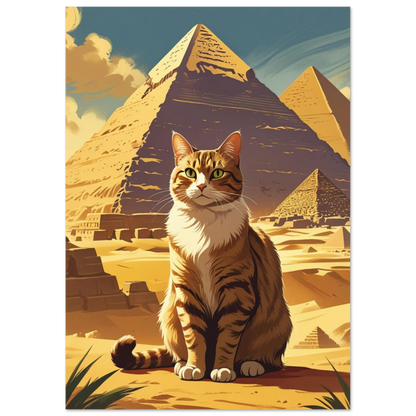 Klassisk reseposter med kattmotiv i Egypten under en klarblå himmel