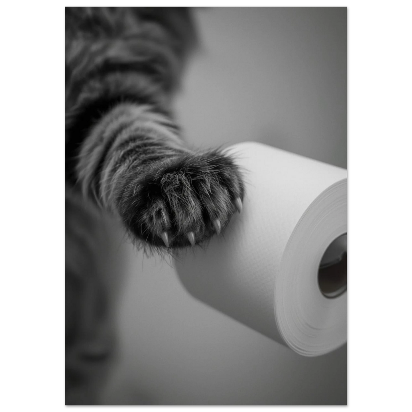 Detaljrik bild av en kattass som leker med toalettpapper