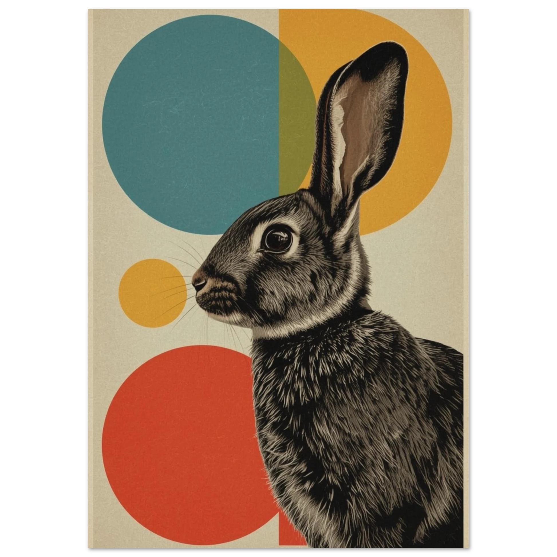 Grafiskt konstverk av en kanin i vintage-stil – retro poster