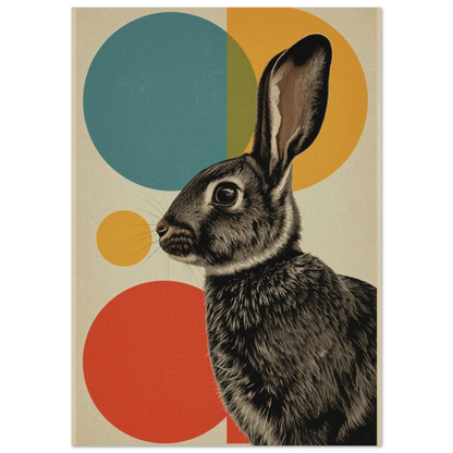 Grafiskt konstverk av en kanin i vintage-stil – retro poster