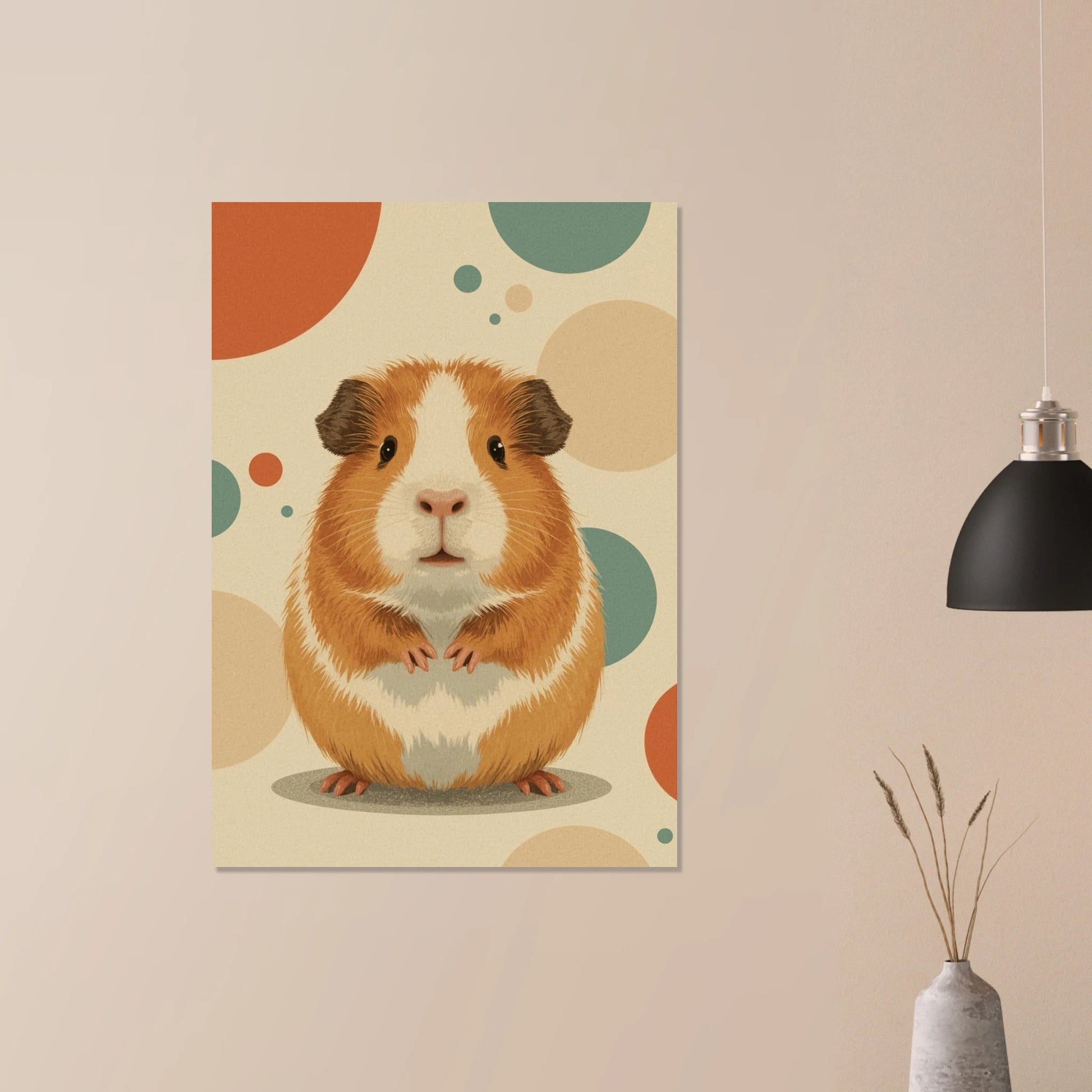 Harmoniskt motiv av ett marsvin i varm retro-estetik – Retro poster