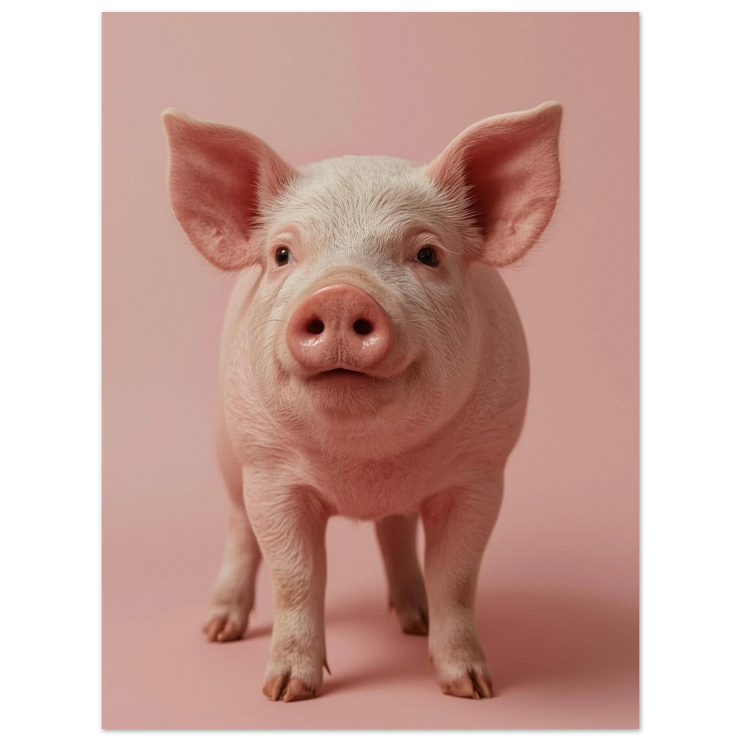 Söt kulting med stora öron på rosa bakgrund, detaljrik fotokonst