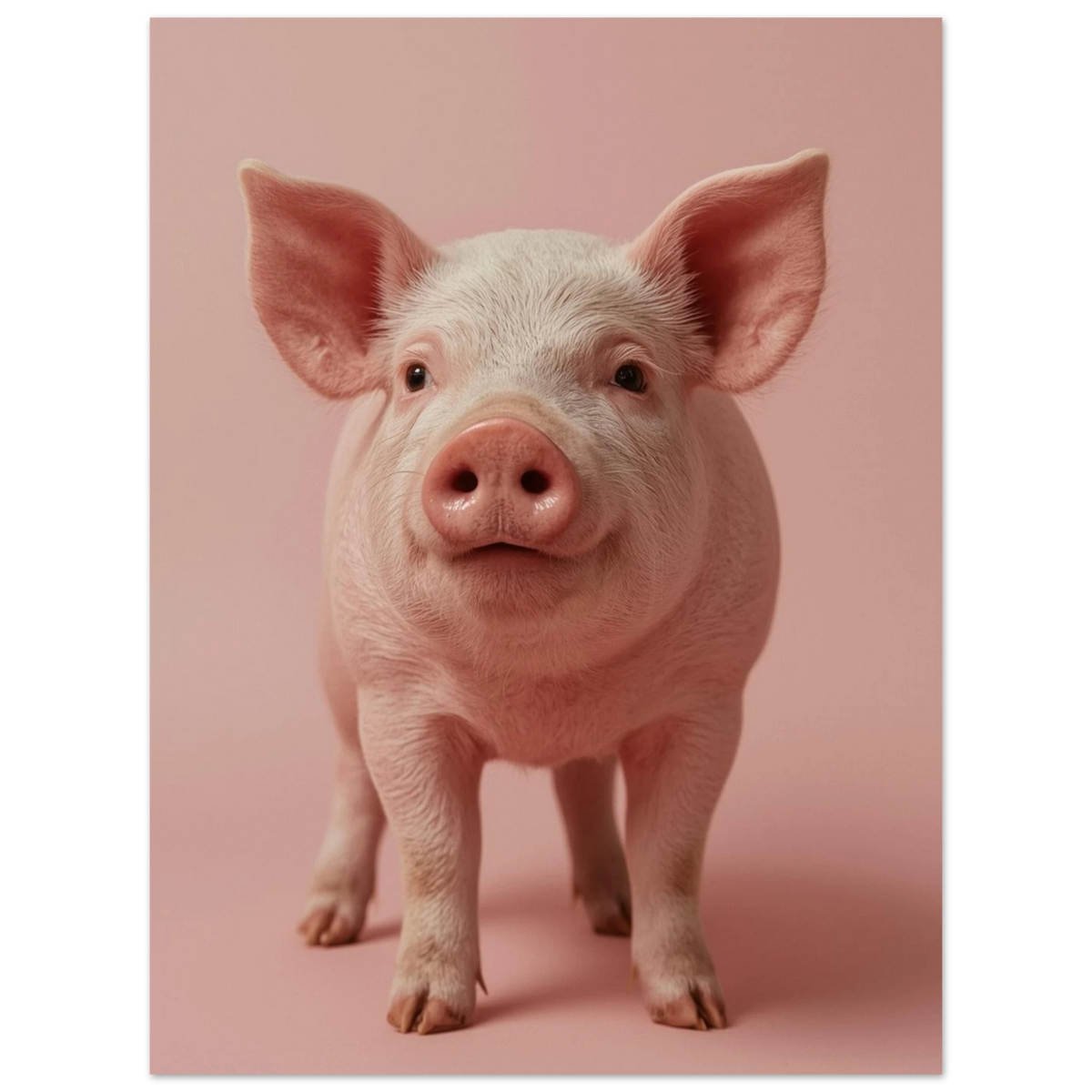 Söt kulting med stora öron på rosa bakgrund, detaljrik fotokonst