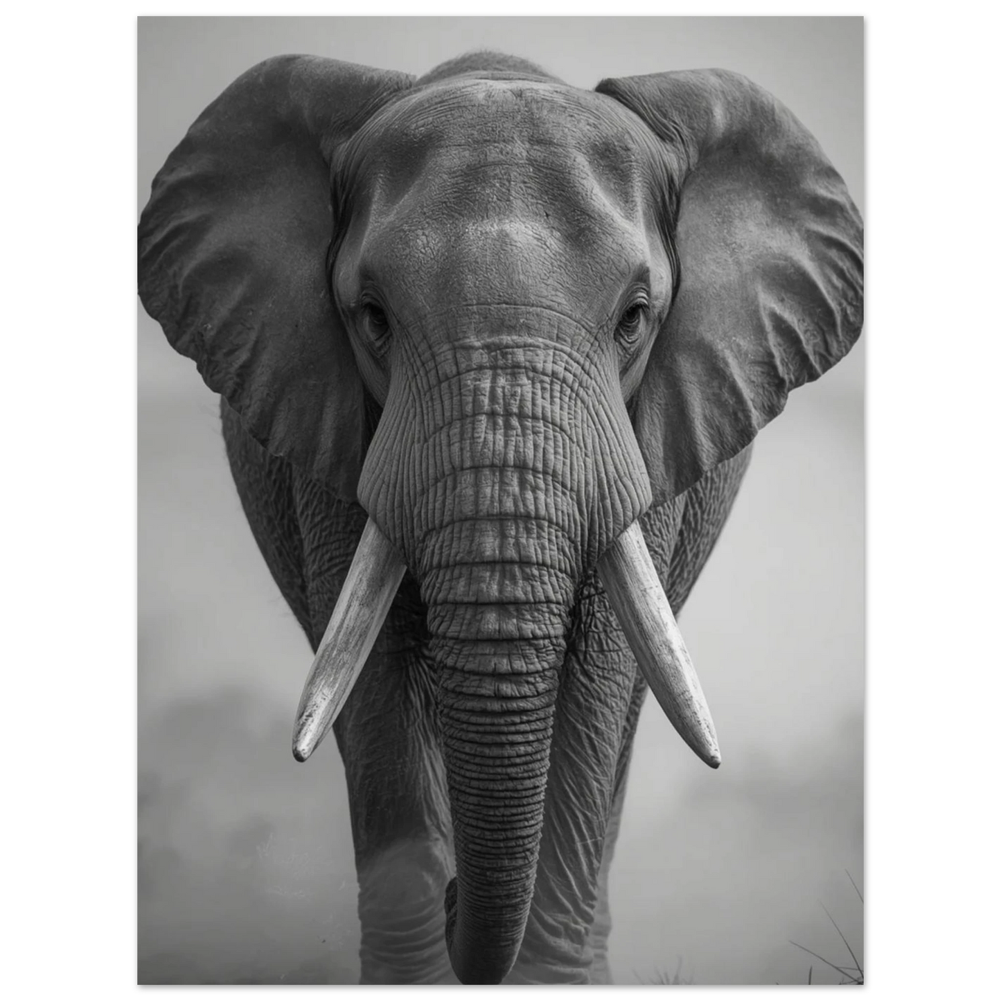 Detaljrik tavla av en elefant med fokus på rynkig hud