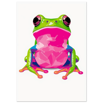 Färgglad groda i neonfärger och pop-art-stil – Tecknad poster