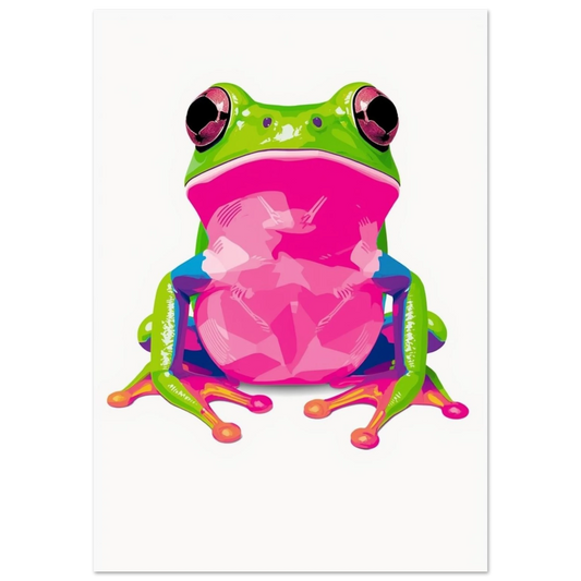 Färgglad groda i neonfärger och pop-art-stil – Tecknad poster