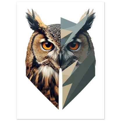 Minimalistisk illustration av en uv med moderna abstrakta inslag – Tecknad poster