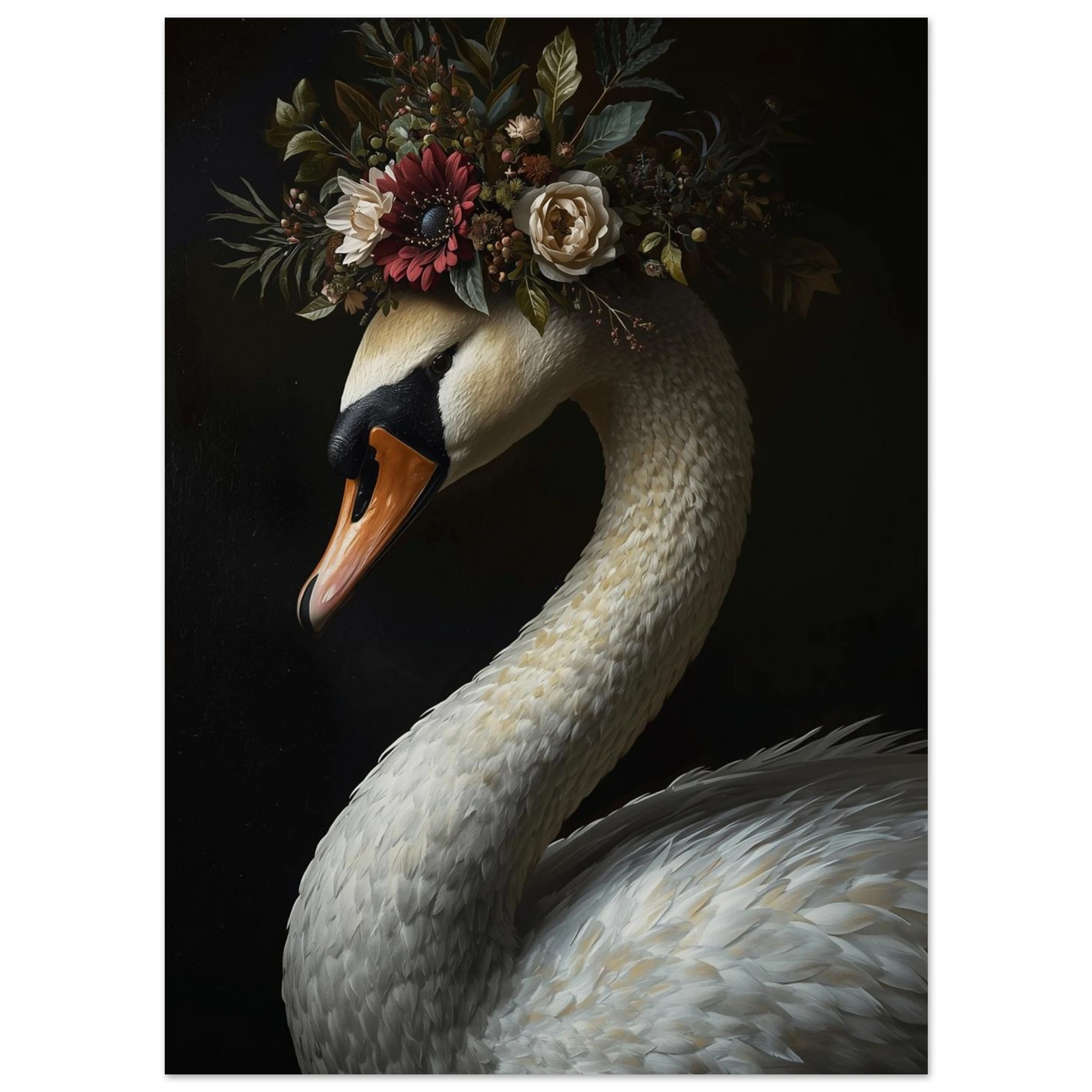 Svanporträtt i klassisk stil med vackra detaljer – Målad poster