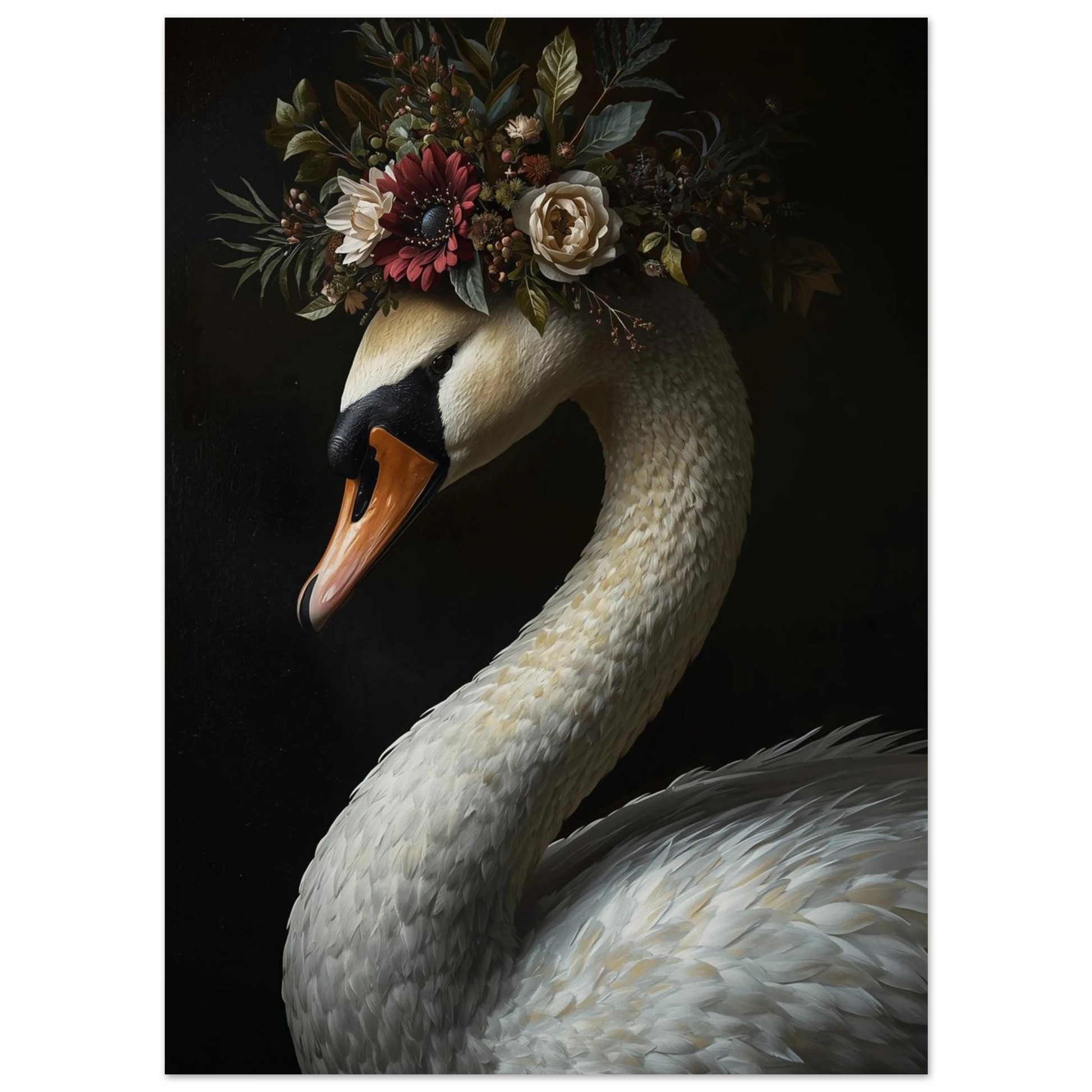 Svanporträtt i klassisk stil med vackra detaljer – Målad poster