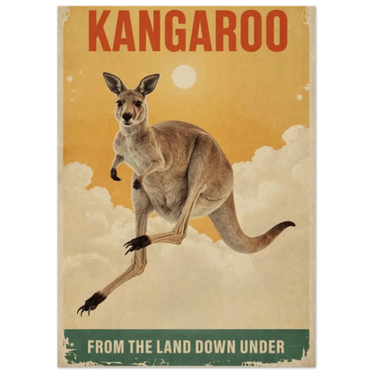 Närbild på en känguruillustration i klassisk vintageinfluerad design – Retro poster