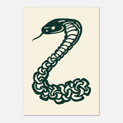 Konstnärligt print av en orm med slingrande kropp i abstrakt design