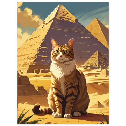 Djurposter föreställande en majestätisk katt som väktare vid de stora pyramiderna