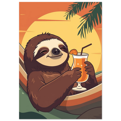 Sengångare njuter av semester med cocktail, färgstark poster i retrostil