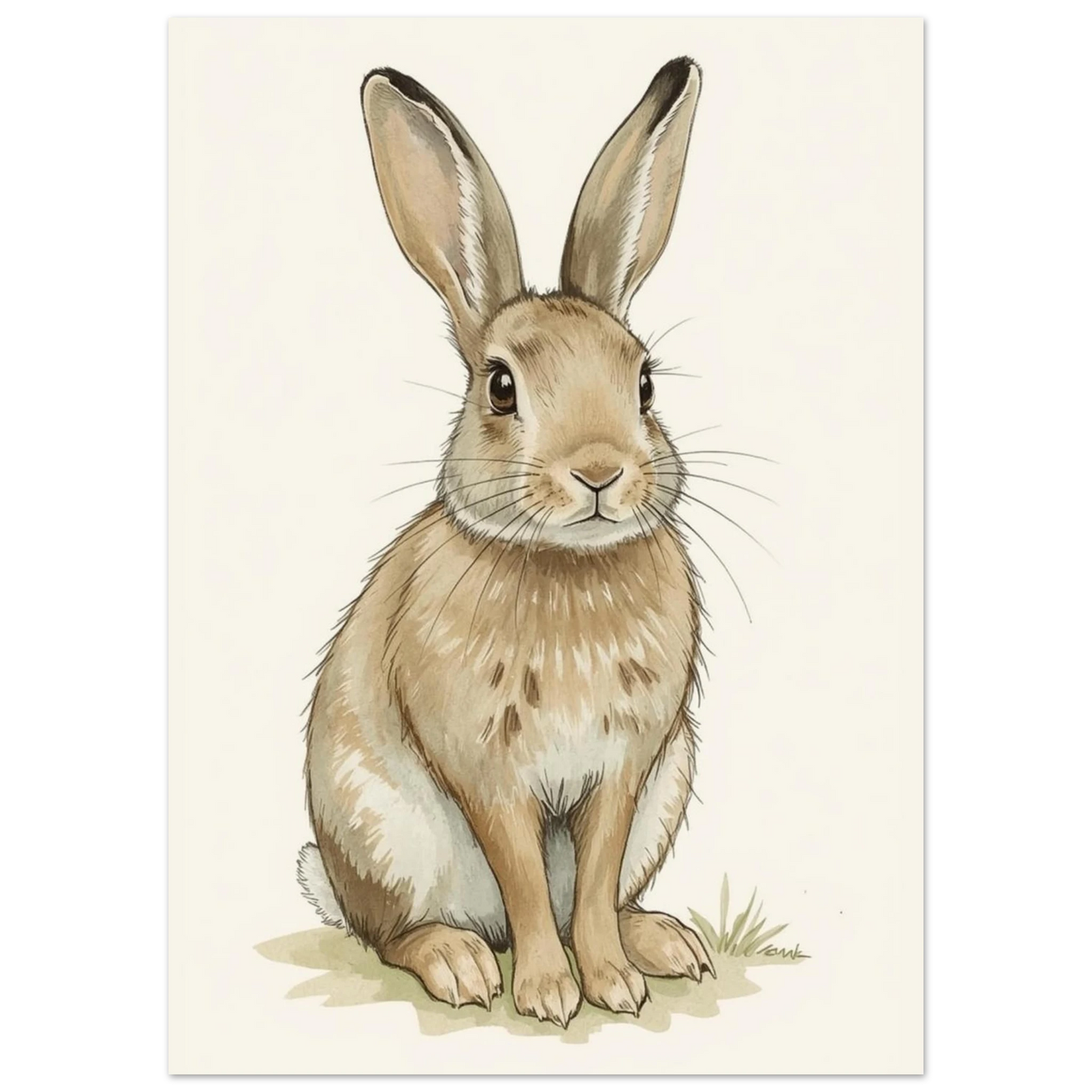 Naturtrogen illustration av en brun hare med långa öron