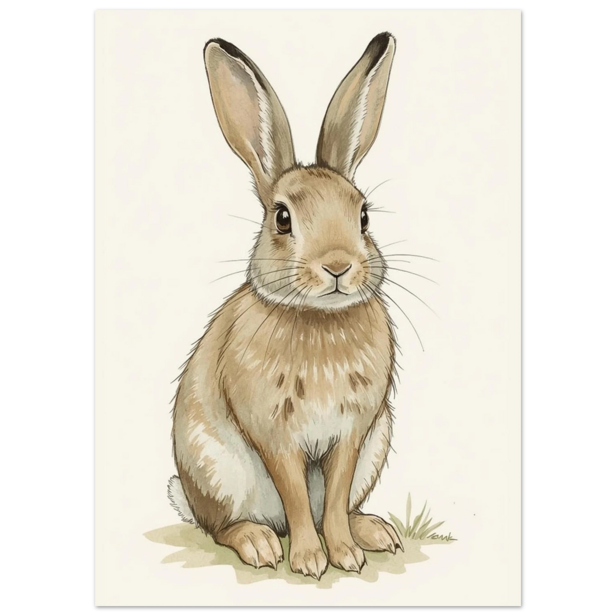 Naturtrogen illustration av en brun hare med långa öron