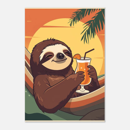 Illustration av sengångare som dricker juice i en hängmatta, väggkonst