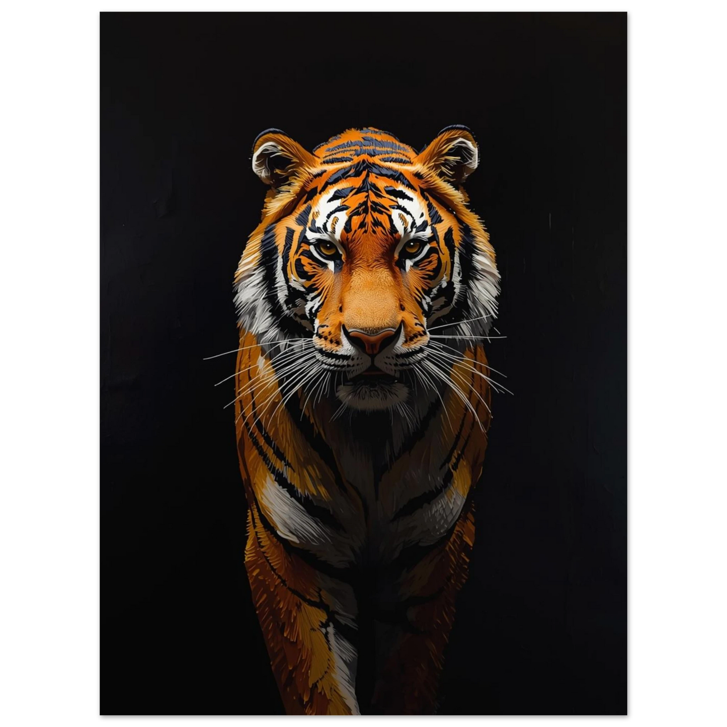 Majestätisk tiger i oljemålningsstil som utstrålar styrka och vild närvaro