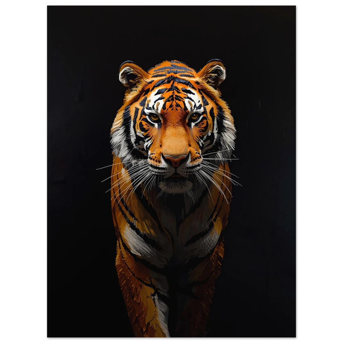 Majestätisk tiger i oljemålningsstil som utstrålar styrka och vild närvaro