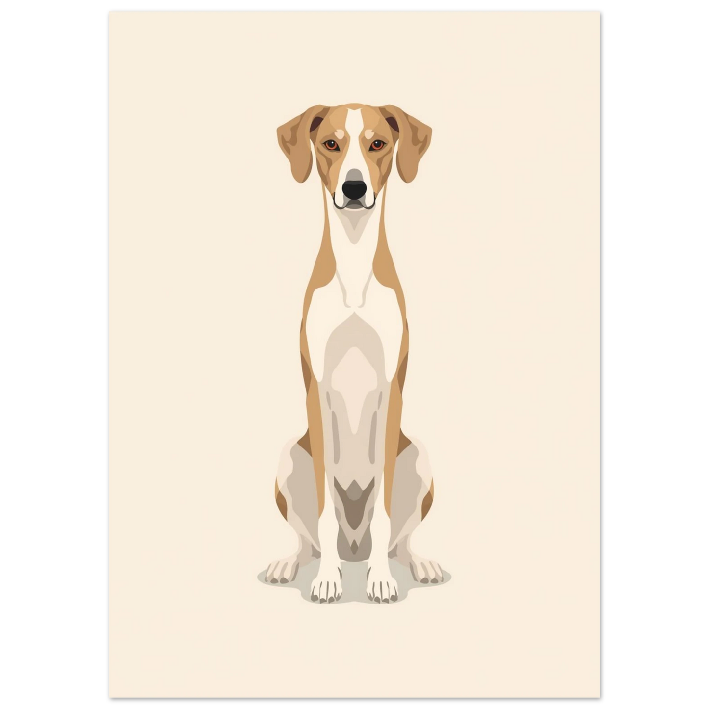 Stiliserad illustration av en slank hund på ljus bakgrund