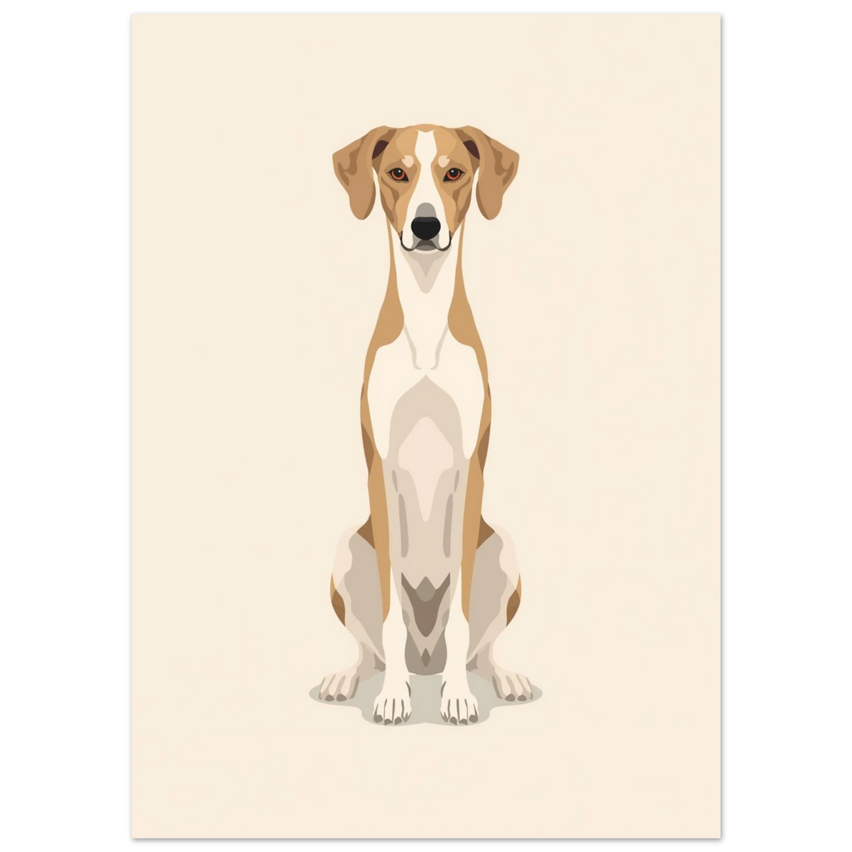 Stiliserad illustration av en slank hund på ljus bakgrund