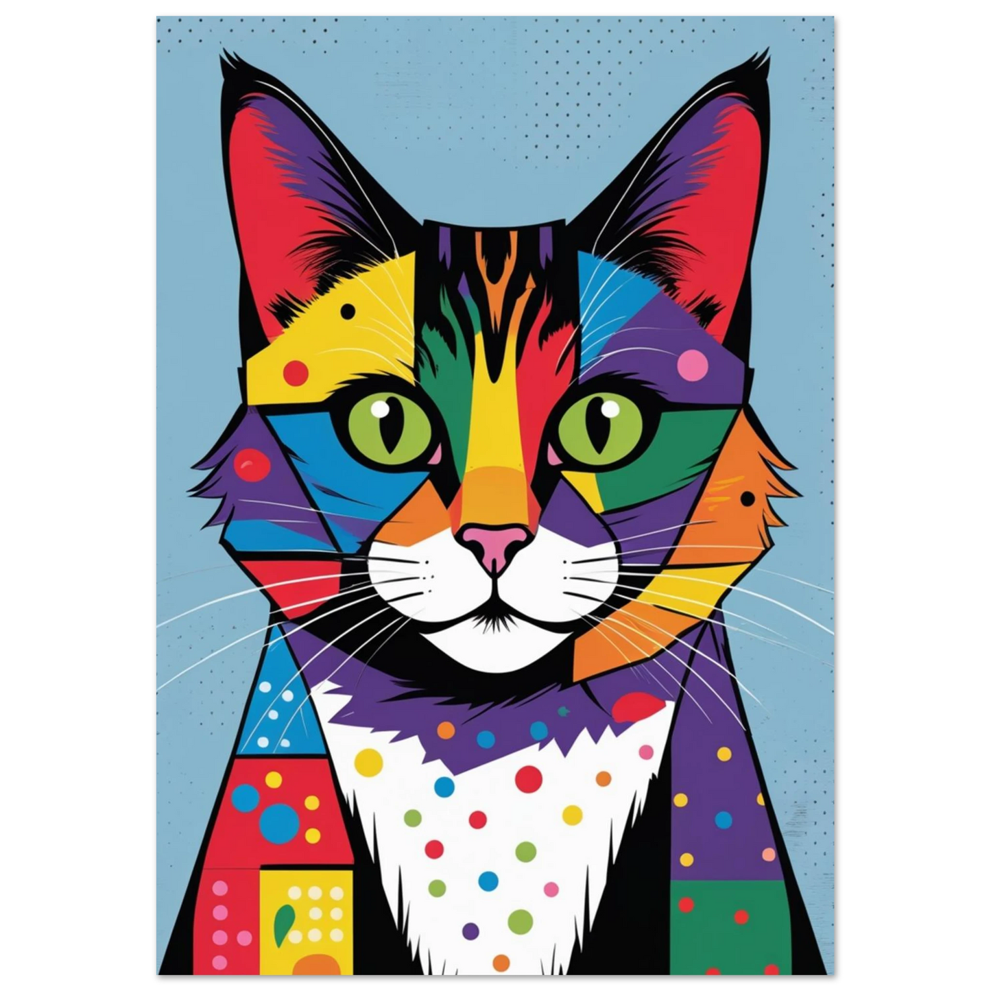 Modern djurposter föreställande en katt i abstrakt färgstark illustration