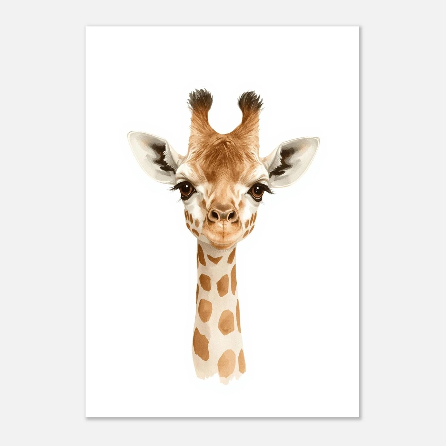 Illustration av en giraff med lång hals och nyfiken blick