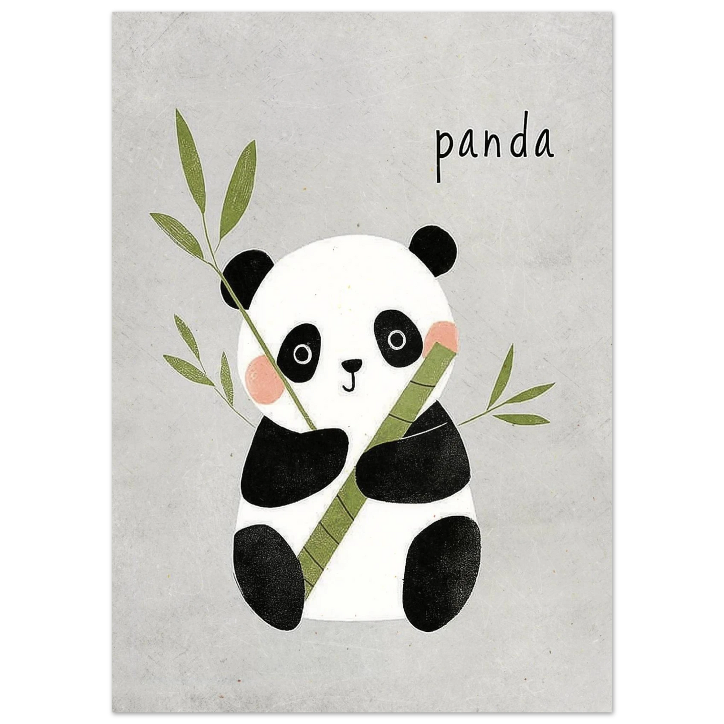 Illustration av panda med rosa kinder och bambustam