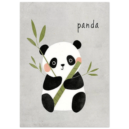 Illustration av panda med rosa kinder och bambustam