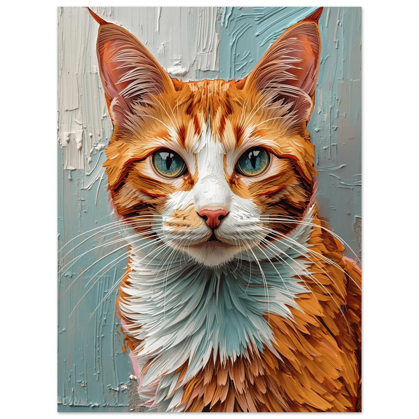 Taktil illustration av en nyfiken katt i varma orangea toner