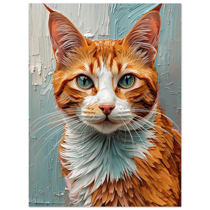 Taktil illustration av en nyfiken katt i varma orangea toner