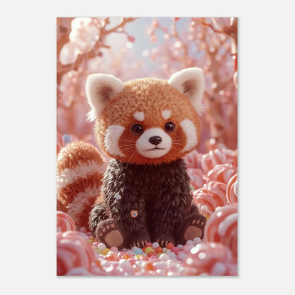 Fantasifull barnposter föreställande en röd panda bland färgglatt strössel