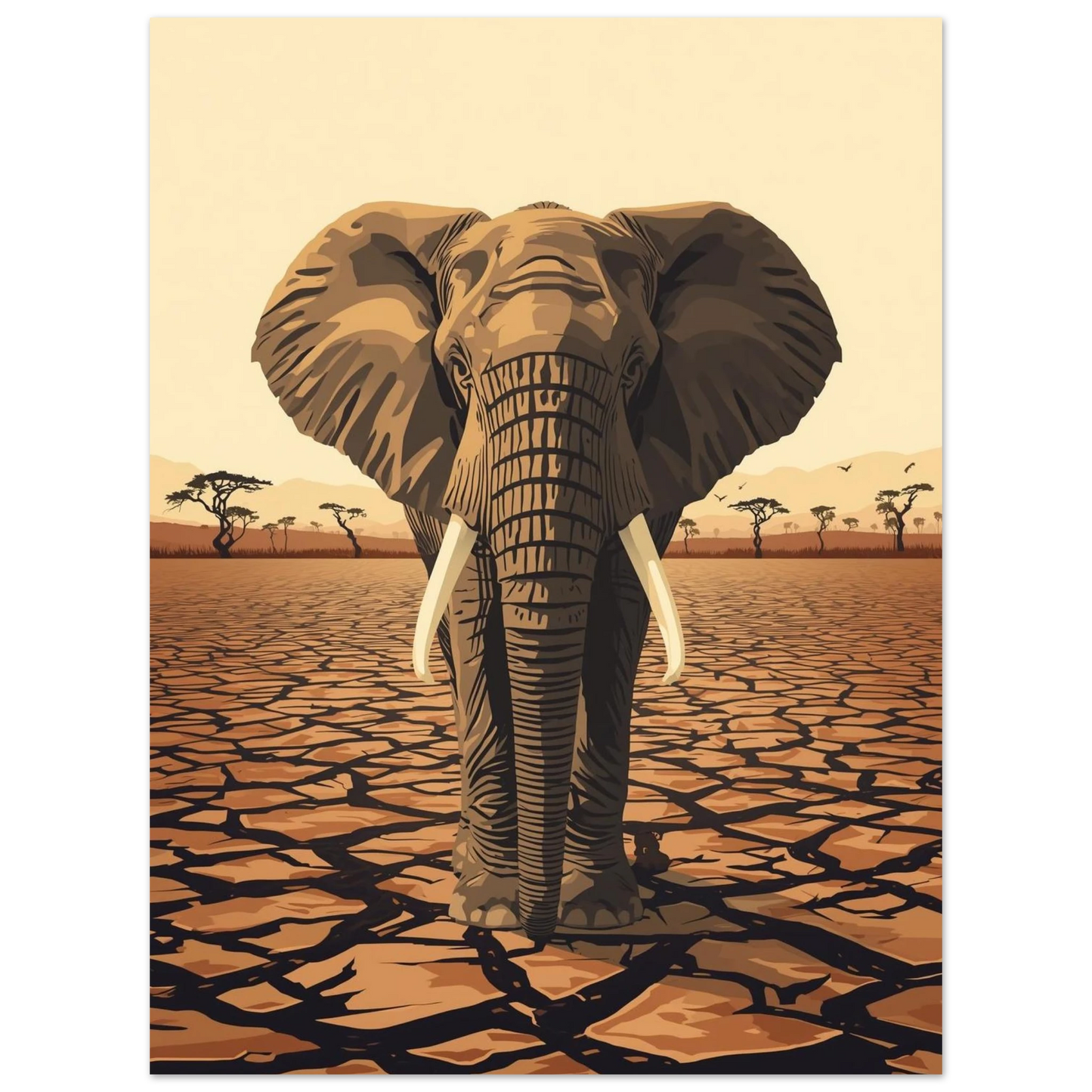 Majestätisk elefant som symbol för styrka och uthållighet – Retro poster