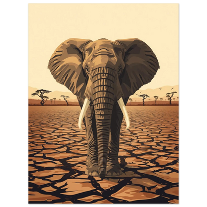 Majestätisk elefant som symbol för styrka och uthållighet – Retro poster