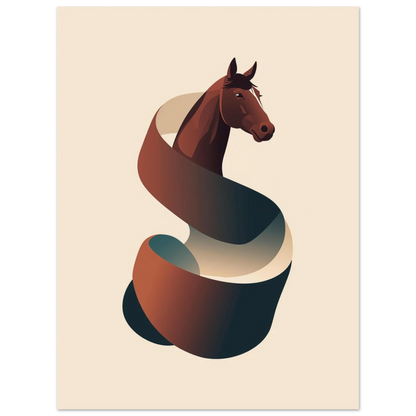 Minimalistisk poster med hästmotiv skapat av ett elegant brunt band