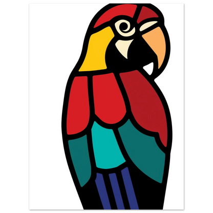 Färgstark ara i modern glasmosaikstil med turkosa detaljer – konstnärlig tavla