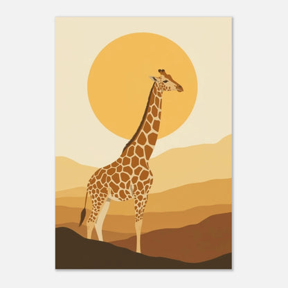 Modern grafisk tavla föreställande en giraff på den afrikanska savannen