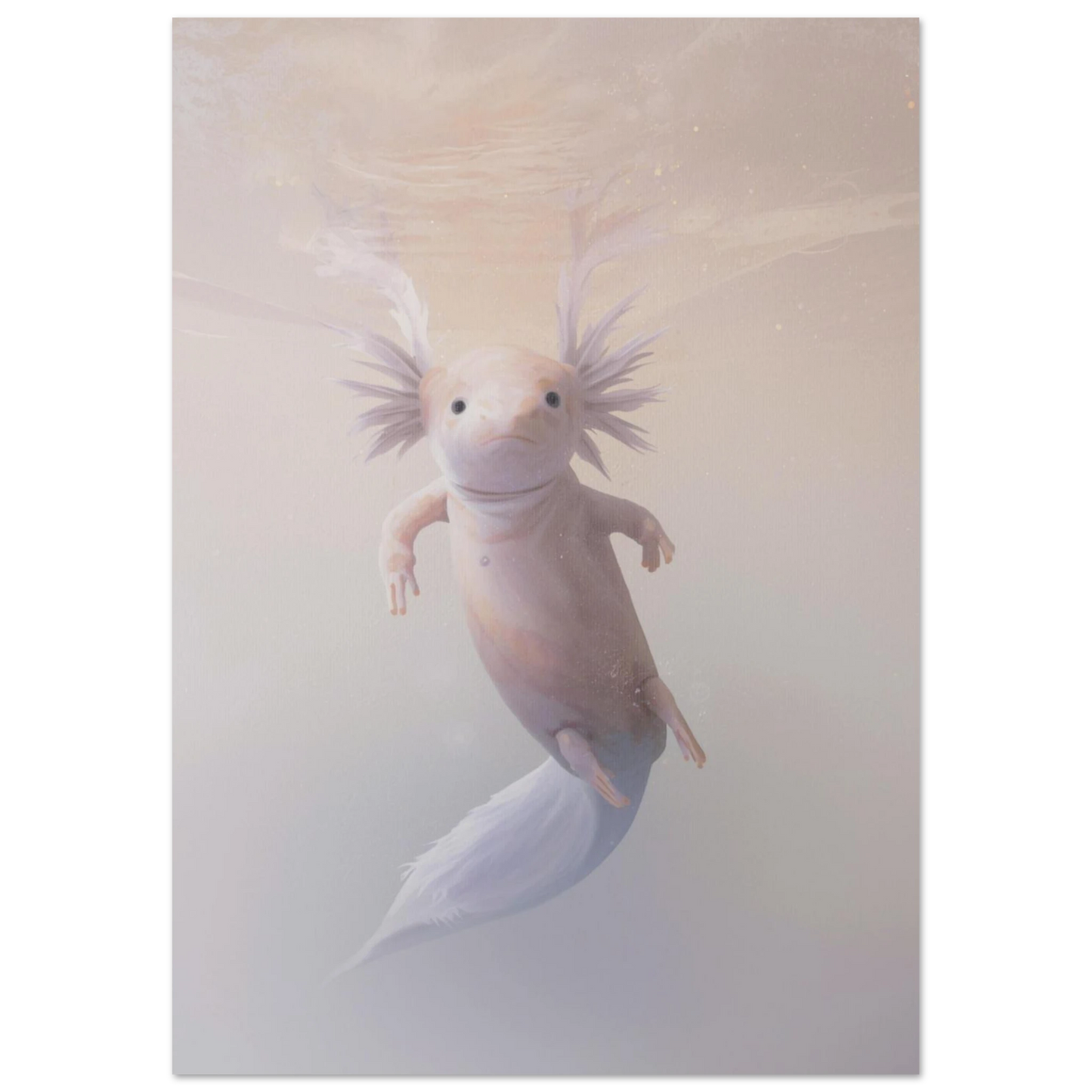 Söt axolotl i drömlik undervattensvärld – konstnärlig poster för barnrummet