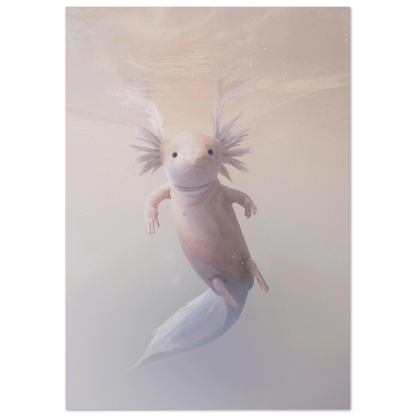 Söt axolotl i drömlik undervattensvärld – konstnärlig poster för barnrummet