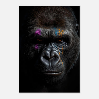 Majestätisk gorillaposter med färgstänk och detaljrika rynkor – exklusivt print